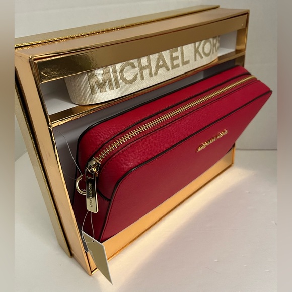 New MICHAEL KORS Large Crossbody Red LEATHER BAG - Picture 12 of 16
